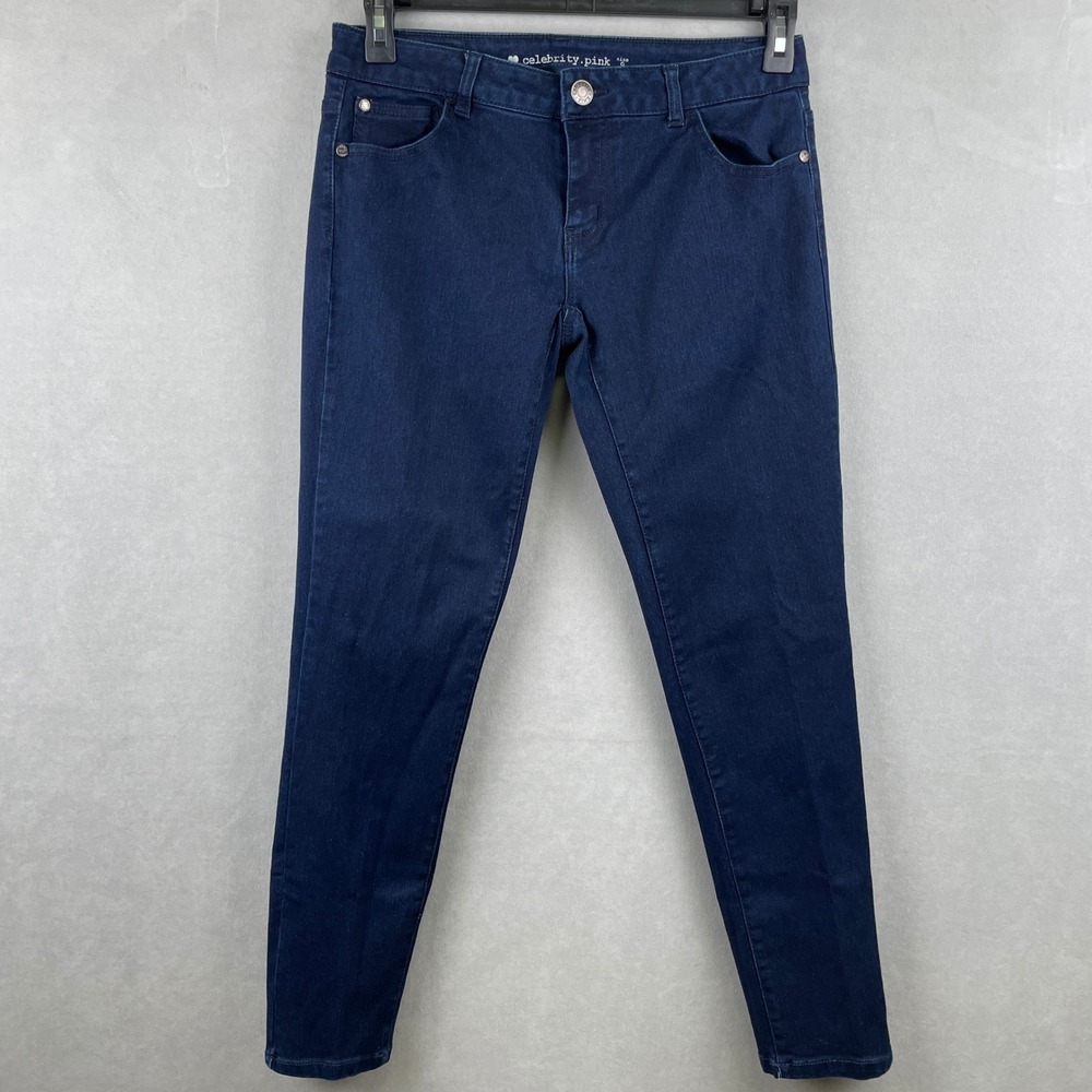 Celebrity Pink Wmn Skinny Stretch Jeans Indigo Rinse Flap Pocket Classic Indie 9